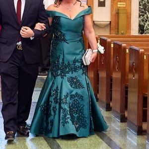 Jovani hunter green evening gown